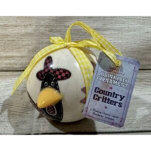 Country Critters Blinking Round Ball Ornament Chicken  See VIDEO TubB8